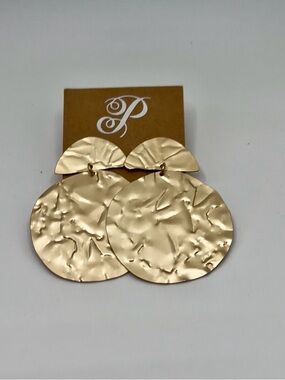 PLUNDER Goldtone Disc Bold Dangling Pierced Earrings